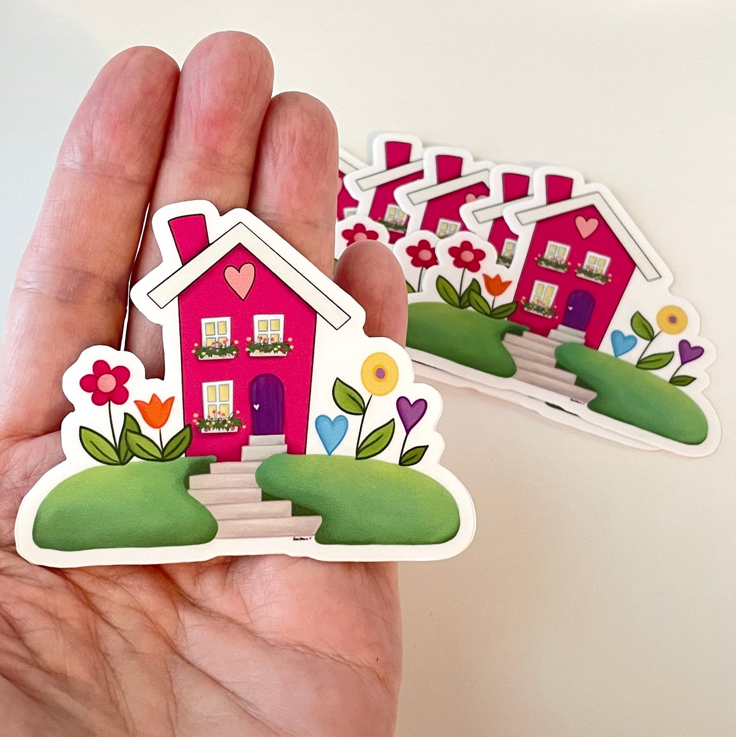 Pink Garden House Vinyl Sticker