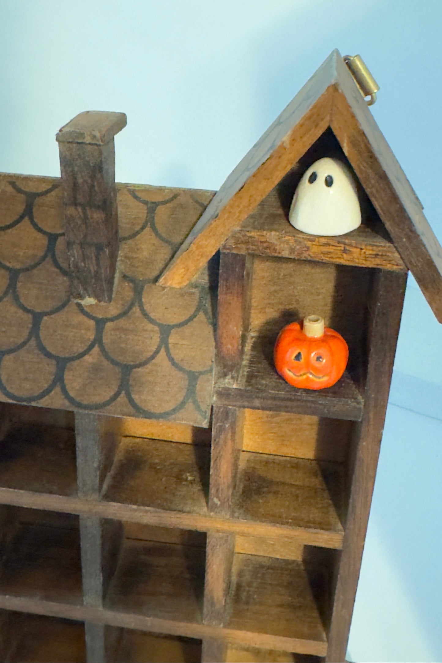 Vintage Wood House Shaped Wood Shelf