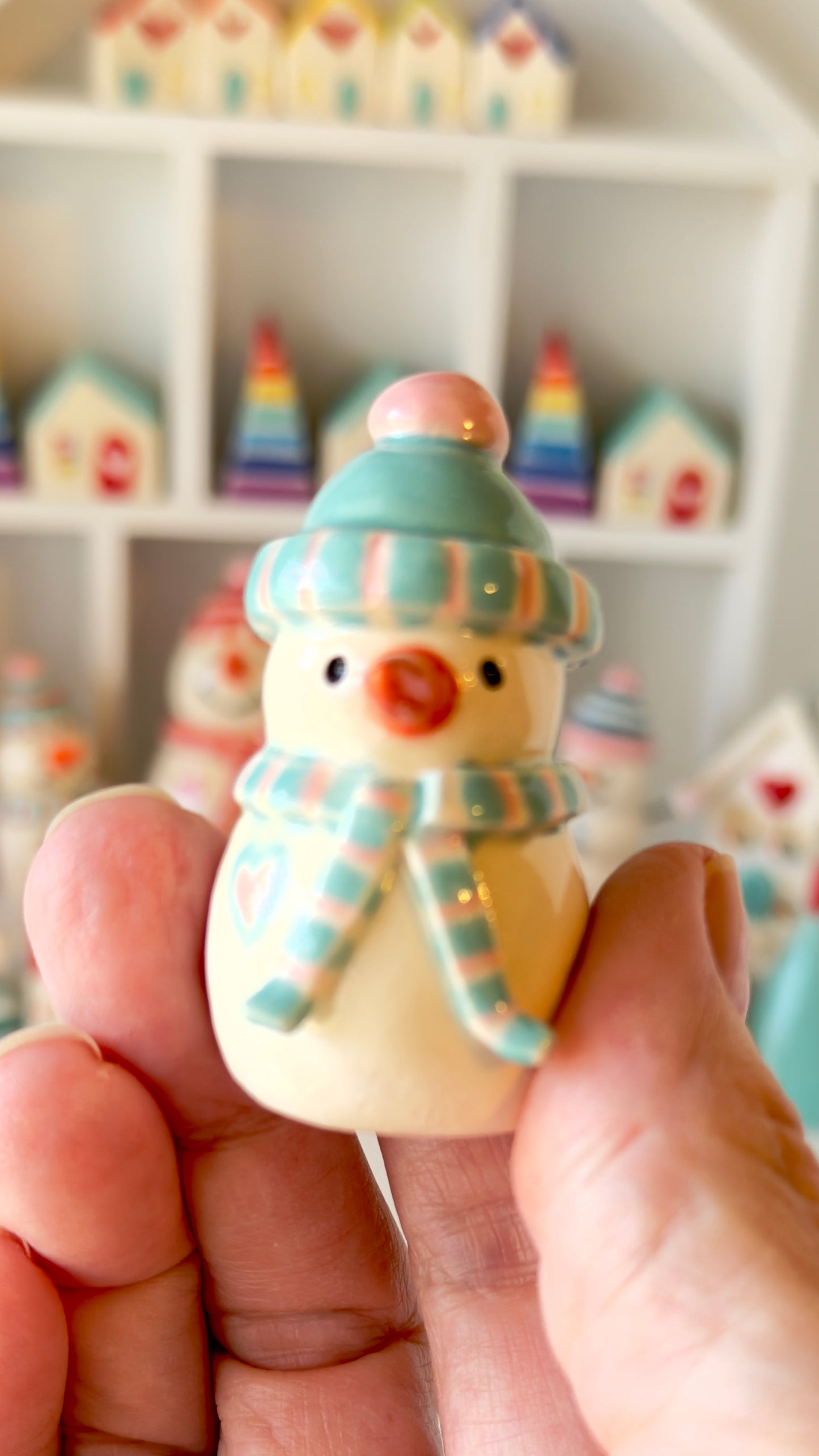 Medium size Blue and Pink Snowman