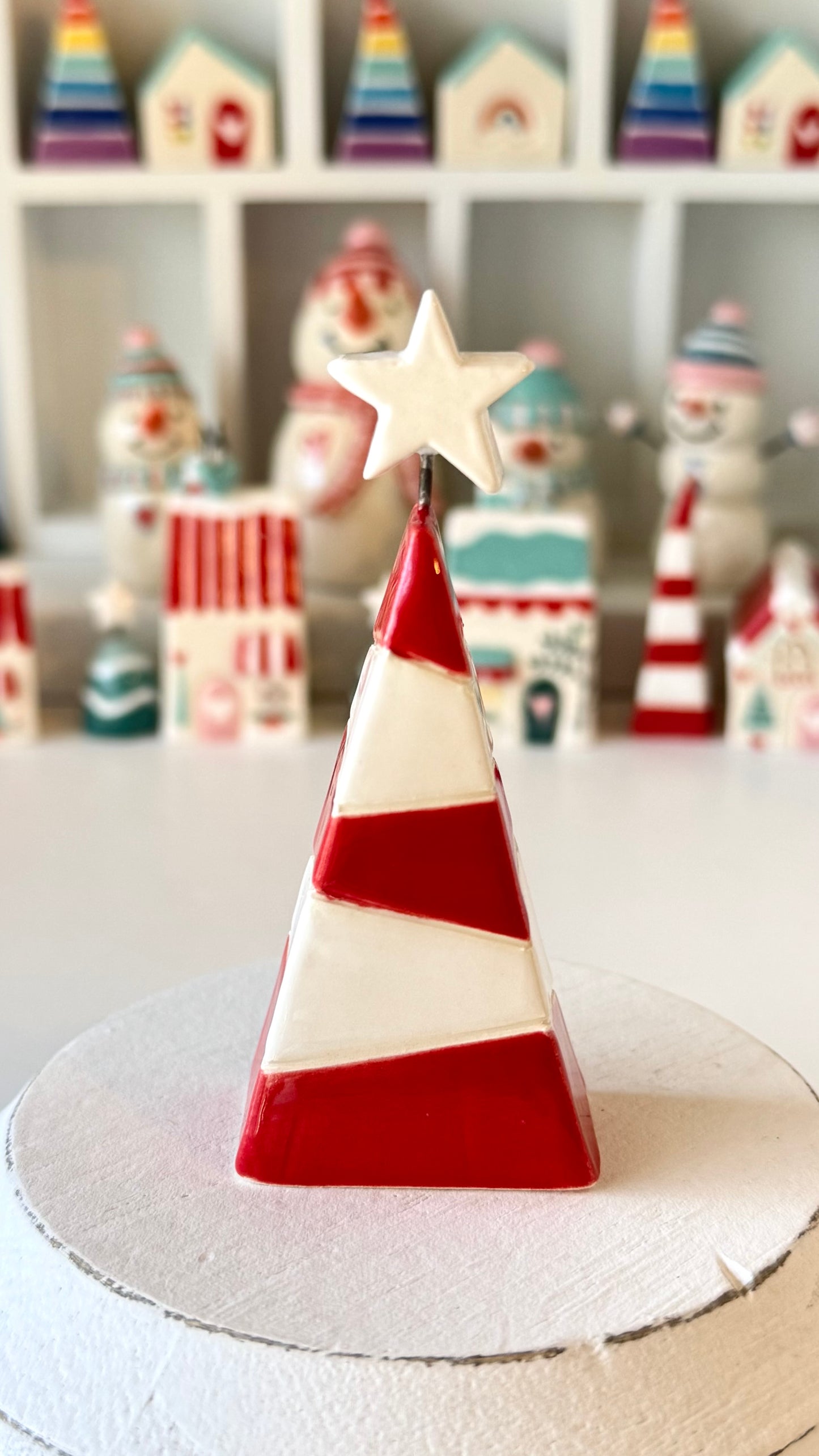 Red and White Christmas Tree with White Star
