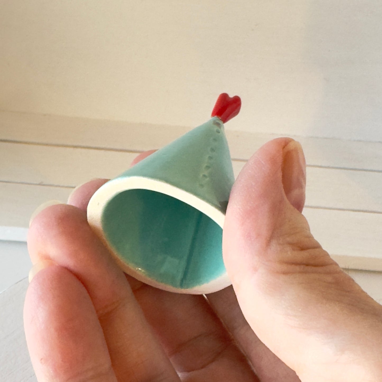 Tree - Aquamint colored Christmas Tree with Red Heart topper