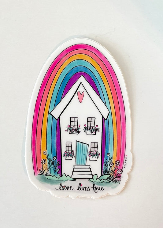 Rainbow with White House Vinyl Sticker
