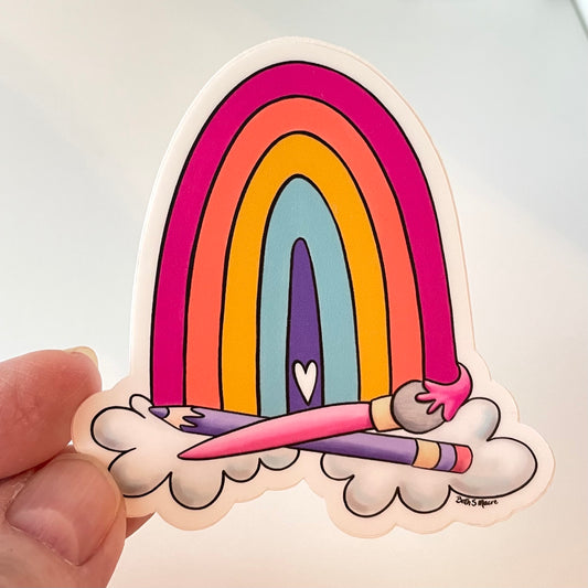 Rainbow paintbrush House Vinyl Sticker