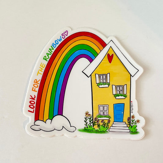 Yellow House Rainbow Vinyl Sticker