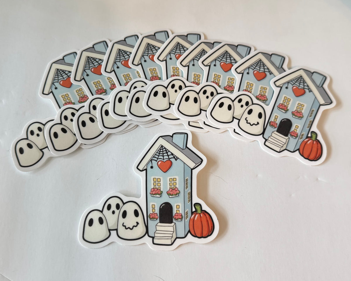 Halloween Haunted Ghost House Vinyl Sticker