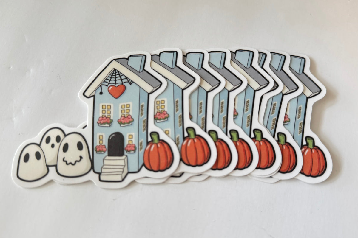 Halloween Haunted Ghost House Vinyl Sticker