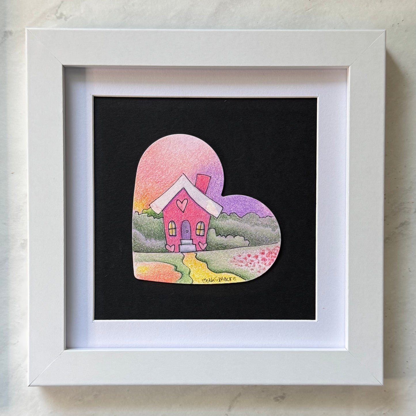 Art Heart #1 - Pink House with yellow road