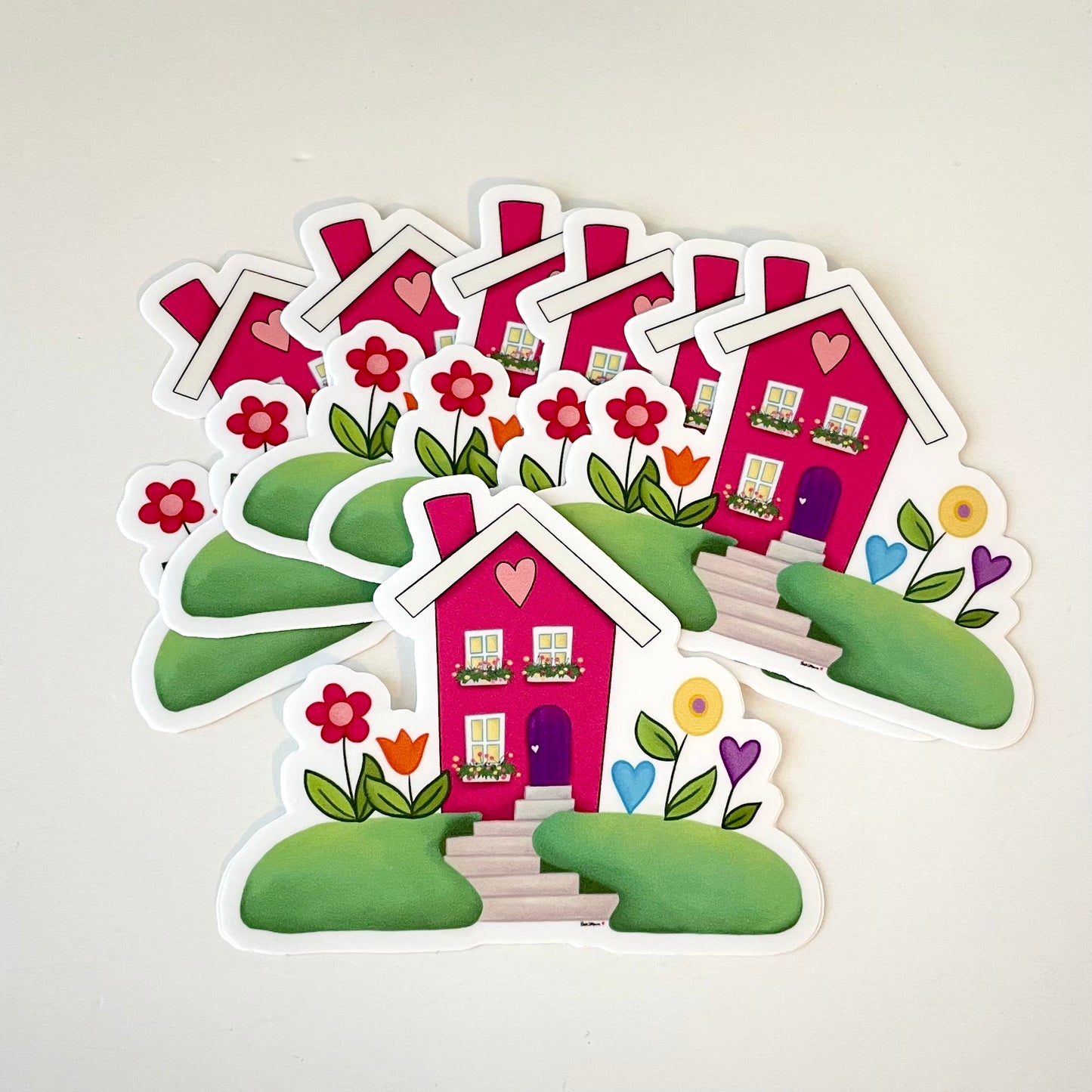 Pink Garden House Vinyl Sticker