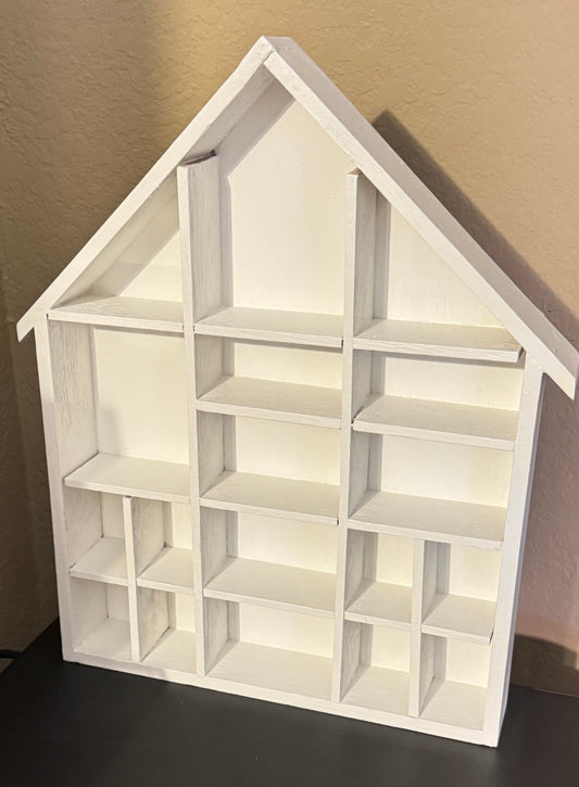 Large White House Shaped Wood Shelf