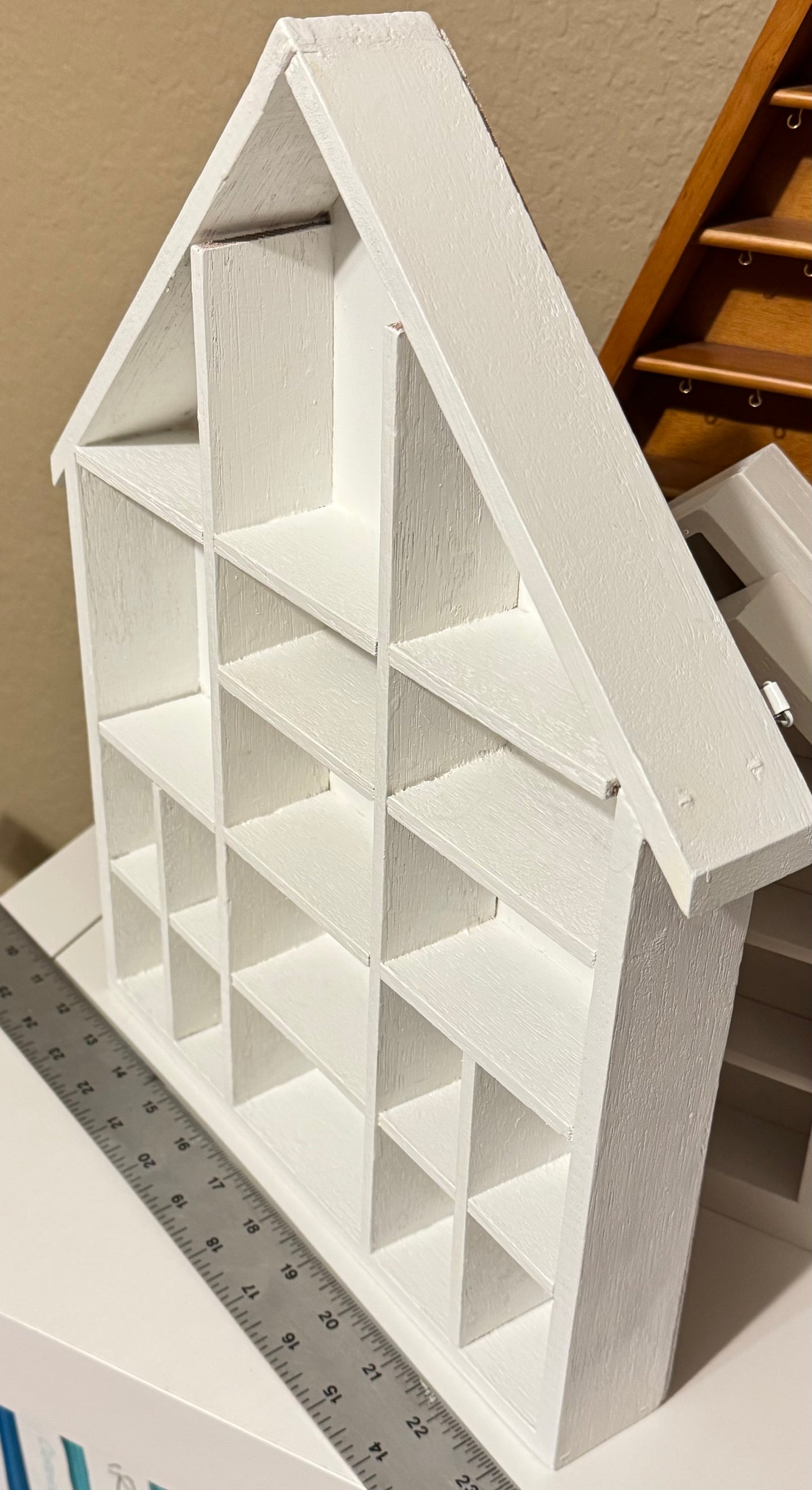 Large White House Shaped Wood Shelf