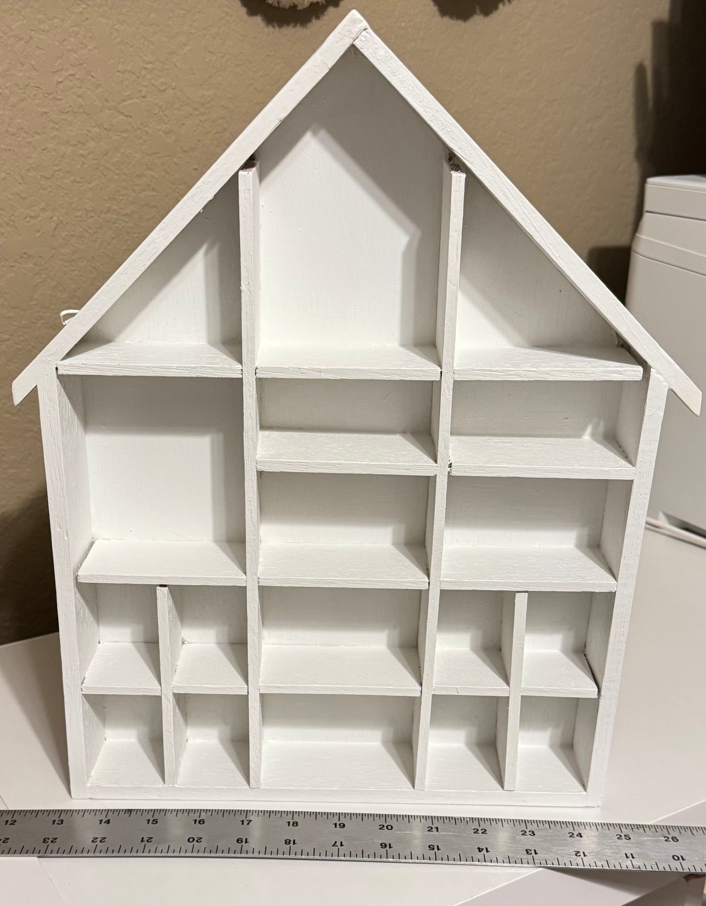 Large White House Shaped Wood Shelf