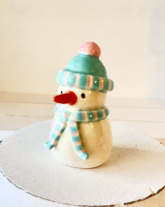 Medium size Blue and Pink Snowman