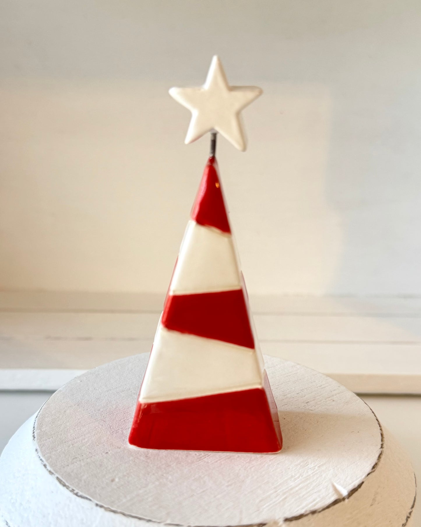 Red and White Christmas Tree with White Star