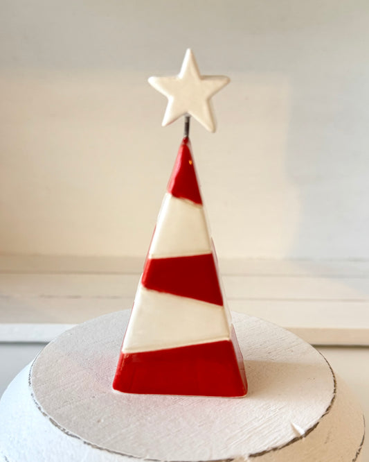 Red and White Christmas Tree with White Star