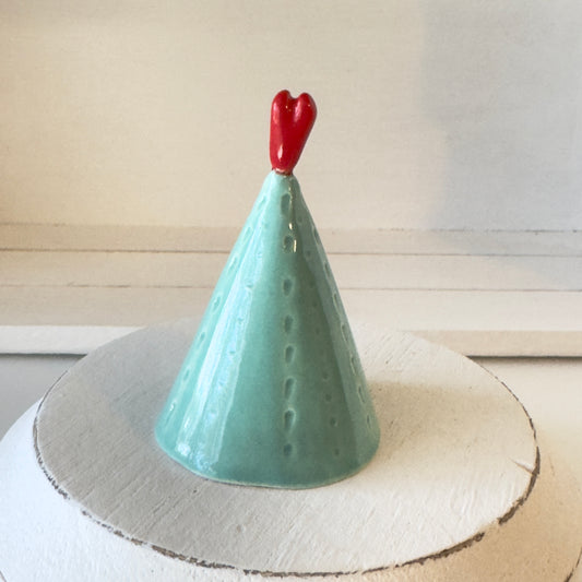 Tree - Aquamint colored Christmas Tree with Red Heart topper