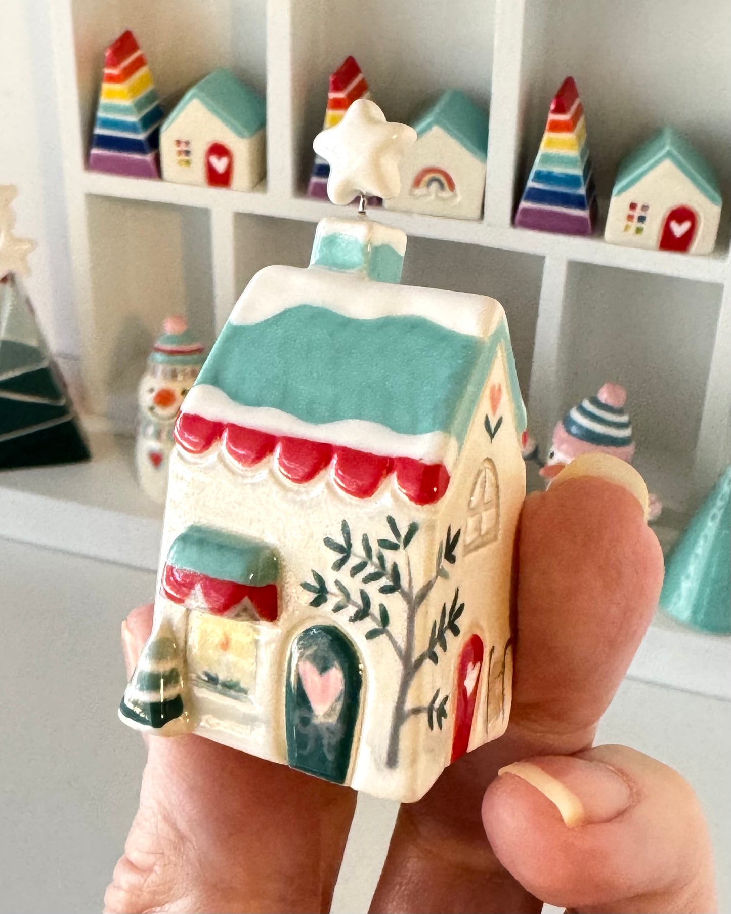 Winter House with Star Chimney topper with small tree