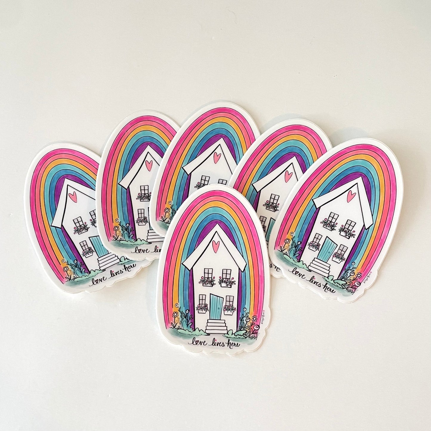 Rainbow with White House Vinyl Sticker