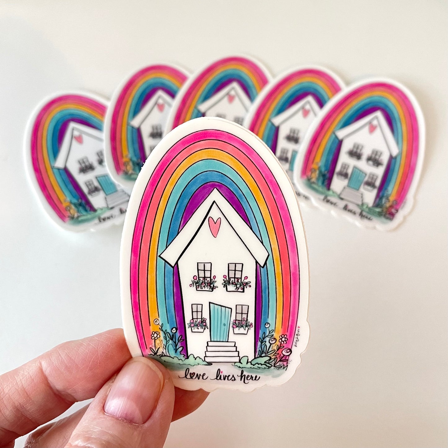 Rainbow with White House Vinyl Sticker