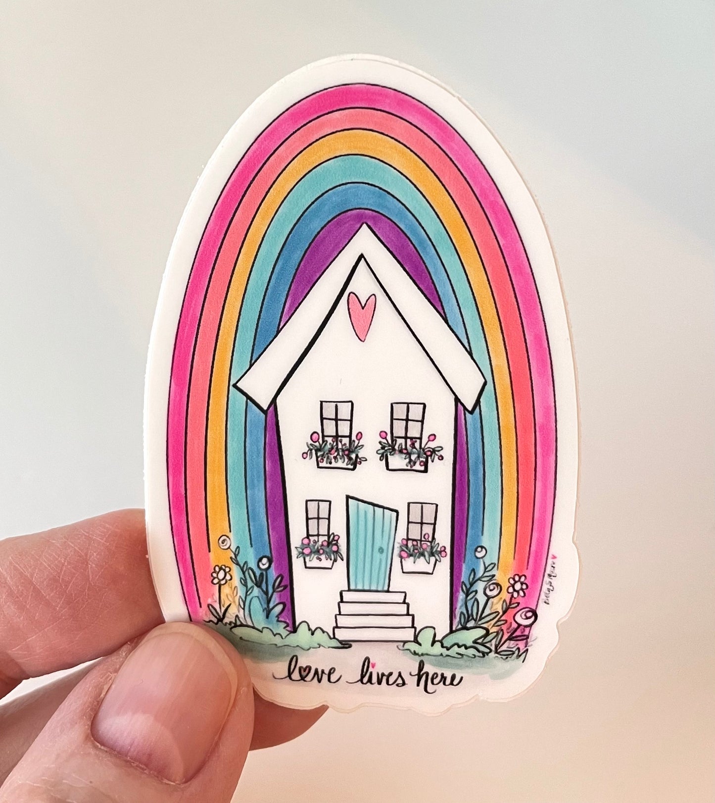 Rainbow with White House Vinyl Sticker