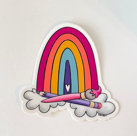 Rainbow paintbrush House Vinyl Sticker