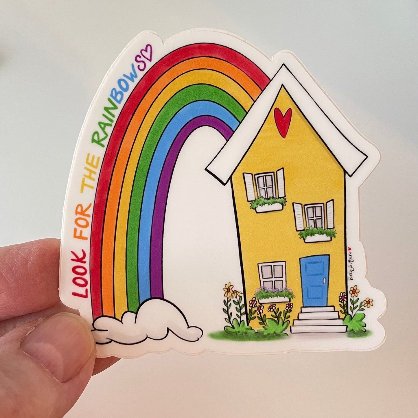 Yellow House Rainbow Vinyl Sticker